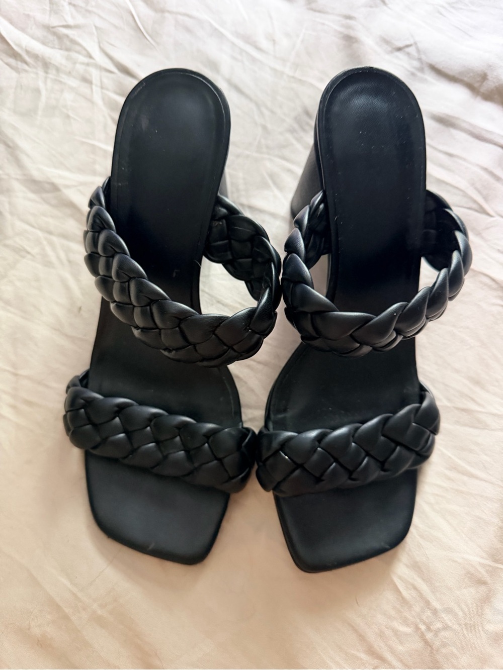 Target Brand Black Braided Double-Strap Heeled Sandals - Women's